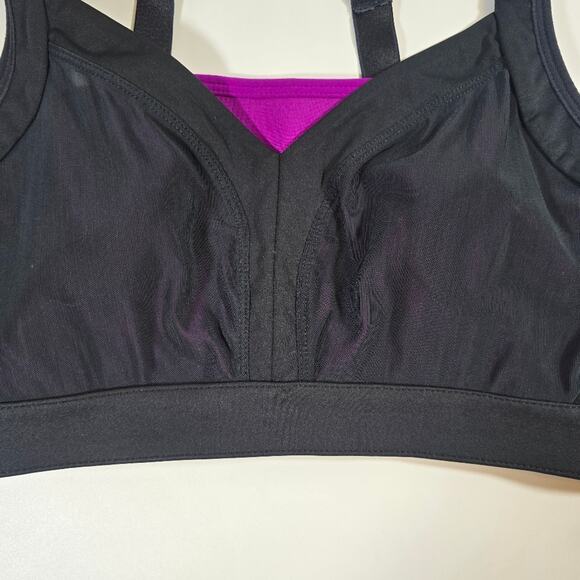 M Fabletics Joliet High Impact Sports Bra Black Tulip Purple Women's Size M L - Picture 3 of 8
